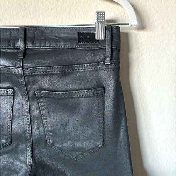 Paige Claudine Black Jeans Coated Cropped Flare Wide Leg Size 25 - Picture 8 of 11